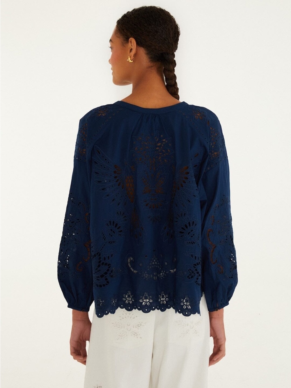 Farm Rio: Navy Blue Artisanal Long Sleeve
Blouse - Picture 3 of 8